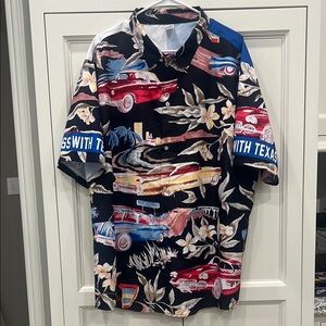 Don’t Mess With Texas Colorful Car Print Button-Up Shirt. Mens XL.